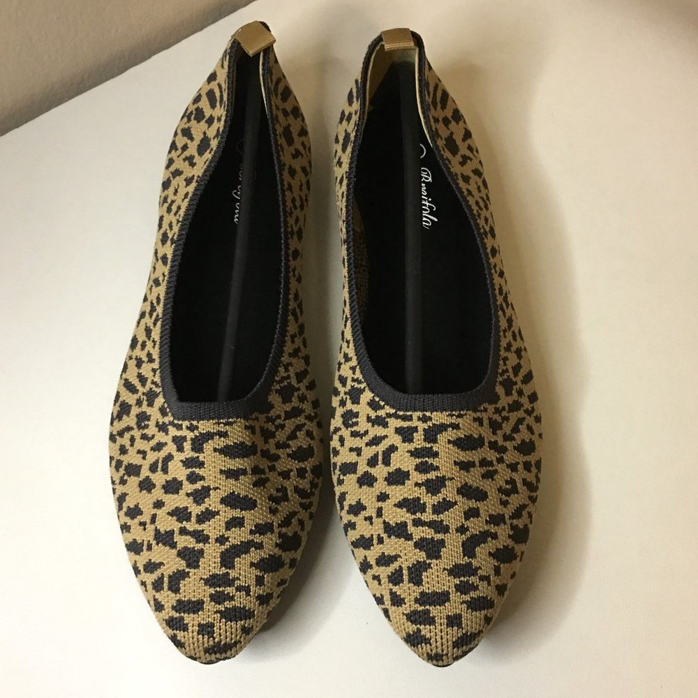 Animal Print Pointed Toe Knit Texture Ballet Flats  NEW!! 🐆 Size 8 - Picture 4 of 12